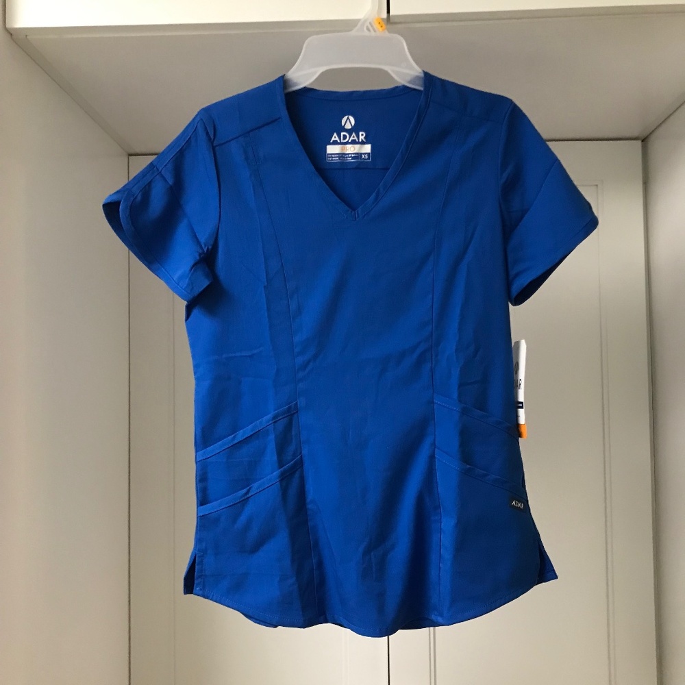 Adar Pro Medical Uniform Scrub Top Women’s XS Royal Blue NWT